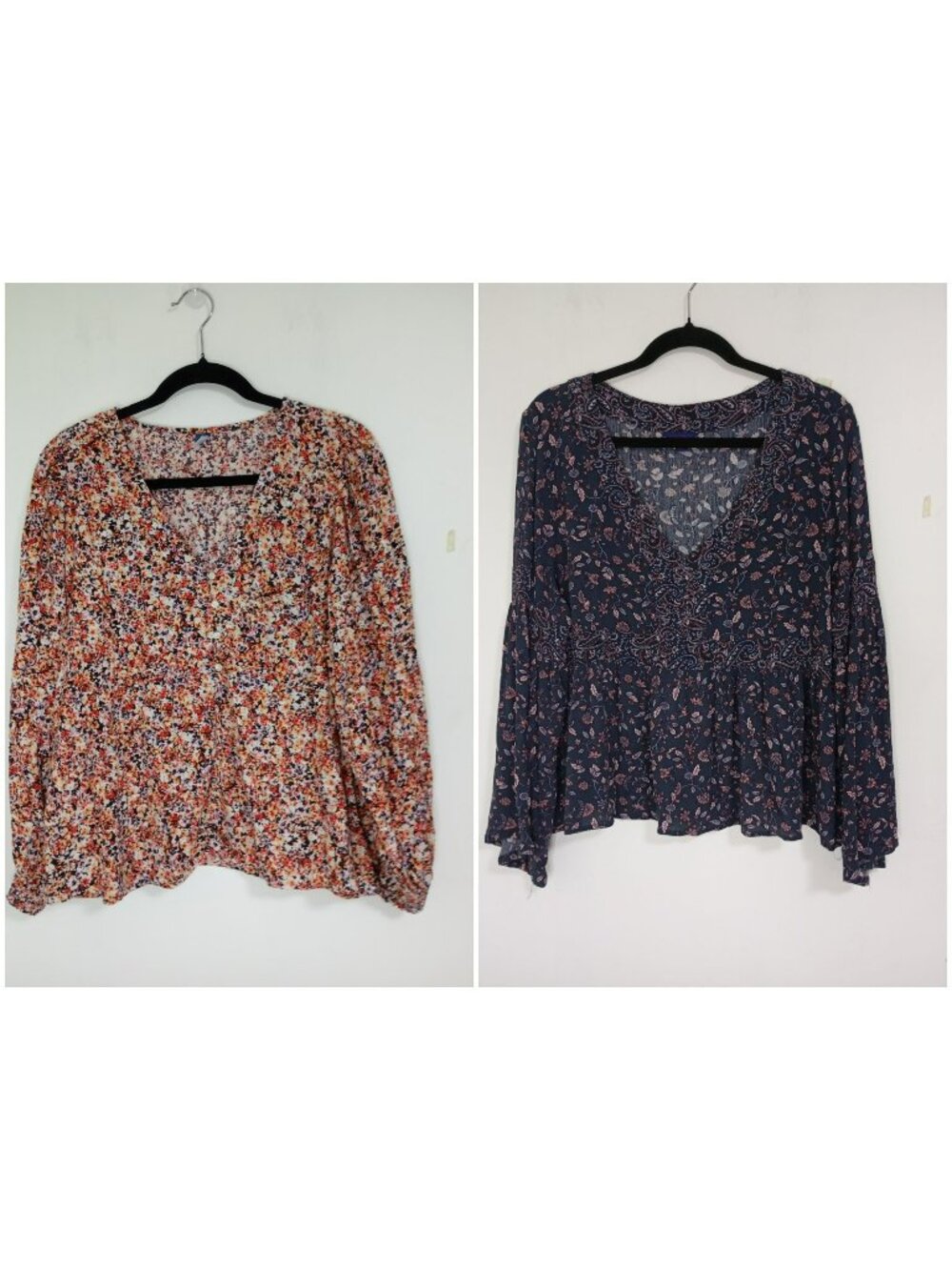 Old Navy & Aeropostale Womens Floral Tops XL Long Sleeve Boho Preppy